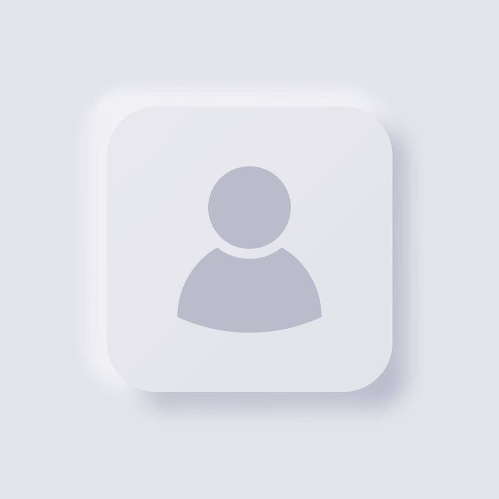 Minimalist grey user profile icon centered on a white neumorphic rounded square button.